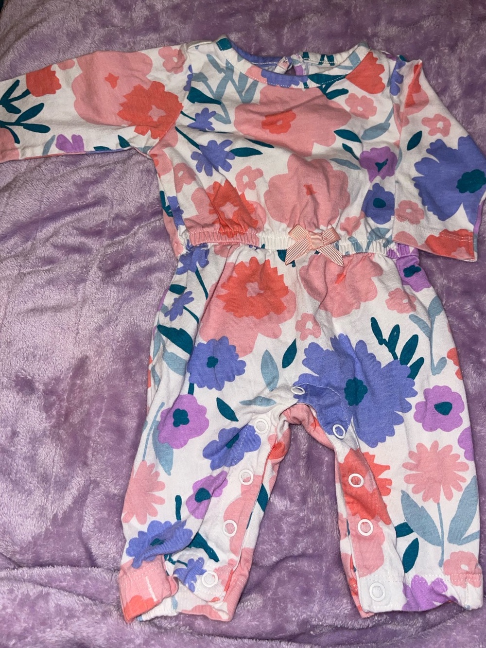 Carter's Floral Pink Purple White One-Piece